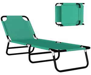 Outsunny Sdraio per Piscina Pieghevole, Sdraio da Giardino con Schienale Reclinabile su 4 Posizioni, 190x56x28cm, Verde|Aosom