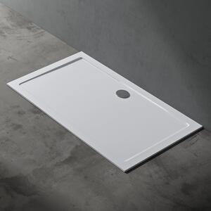 Doporro Piatto Doccia 90x140 cm Rettangolare in Acrilico Rinforzato Bianco Lucido, Altezza 4 cm Ultrasottile, con Piletta di Scarico Cromata Inclusa - Faro2