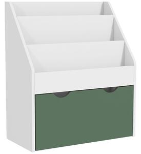 AIYAPLAY Libreria per Bambini 3-8 Anni a 3 Ripiani con Cassetto Inferiore, in MDF, 62.5x30x70 cm, Verde | Aosom Italy