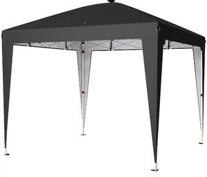 Outsunny Gazebo 3x3 m Pieghevole ad Altezza Regolabile con Luce Centrale e Telecomando, in Metallo e Poliestere, Nero | Aosom Italy