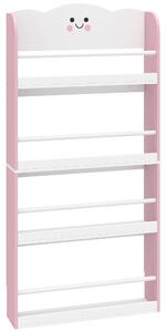 AIYAPLAY Libreria Montessoriana per Bambini 3-6 Anni con Tema Zucchero Filato, 4 Ripiani in Legno, per Cameretta, Rosa | Aosom Italy