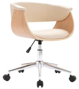 VidaXL Sedia da ufficio girevole color crema in legno curvato e Pelle finta