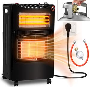 Riscaldatore a gas ibrido Clanmacy 4200W incl. set regolatore di pressione del gas - riscaldatore elettrico stufa a gas a infrarossi, riscaldatore radiante riscaldatore a gas bombole di gas butano e propano e collegamento elettrico