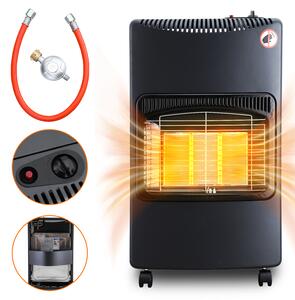 Jopassy stufa a gas stufa a gas stufa radiante 4,2 KW camino a gas incl. regolatore di pressione + tubo flessibile stufa a gas bombole di gas butano o propano fino a 10 kg nero