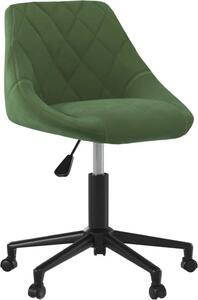 Sedia da Ufficio Girevole Verde Scuro in Velluto
