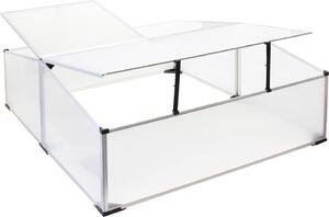 Serra Wiltec a doppio telaio freddo in alluminio, 100 x 120 x 40 cm, letto vegetale con tetto chiudibile e 3 ante, resistente alle intemperie, protezione UV