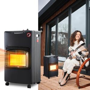 Clanmacy stufa a gas stufa a gas stufa radiante 4,2 KW caminetto a gas incl. regolatore di pressione + tubo flessibile stufa a gas bombole di gas butano o propano fino a 10 kg nero