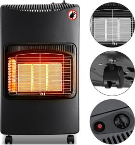 Stufa a gas Jayseuw, nera, pieghevole, 42x15x68cm (piegata), superficie riscaldante fino a 82m², classe energetica A, propano/butano 3 piastre in Vetroceramica regolabili