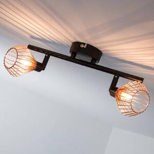 Brilliant Lampada da soffitto Dalma nero e rame a 2 luci