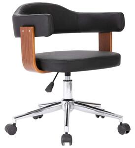 The Living Store Sedia da ufficio girevole in legno curvato nero e Pelle finta