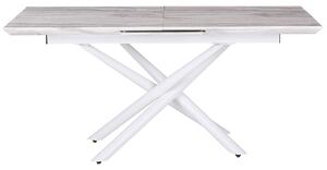Tavolo da Pranzo Effetto Marmo Piano Tavolo Gambe Bianche MDF Allungabile 160/200 x 90 cm Glam Design Rettangolare Beliani
