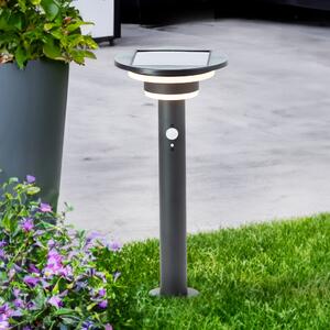 BRILLANTE battiscopa solare nero per esterni GARVINA | incl. rilevatore di movimento | altezza 45 cm | 3W 430lm 3000 K | acciaio inox/plastica