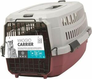 M-PETS Borsa trasportino Viaggio Carrier S - 58,4x38,7x33cm - Bordeaux e grigio - Per cani e gatti