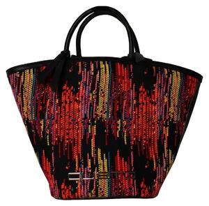 Borsa a mano da donna Arbora, in vera pelle, con motivo multicolore