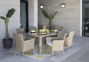 Tavolo da giardino Costa Rica NATERIAL in alluminio con piano in vetro beige/marrone per 6 persone 100x170cm