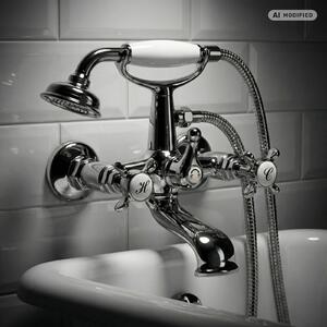 Rubinetteria per vasca da bagno PaulGurkes Stile inglese Antico Cromo Miscelatore a due maniglie