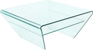 Tavolino moderno in vetro FANTOME 70 cm, forma trapezoidale con ripiano, trasparente, tavolino da salotto