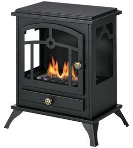 HOMCOM Camino Bioetanolo da terra con Bruciatore da 1.2L per 3 Ore di Durata, Stile Classico in Acciaio, 45x28x54cm, Nero | Aosom Italy