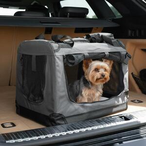 Trasportino per animali domestici belviona pieghevole, comodo e sicuro, Oxford + rete, riponibile in poco spazio, fino a 10 kg, 50x34x36 cm, grigio scuro