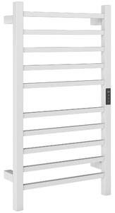 HOMCOM Scaldasalviette Elettrico Smart a 10 Barre con Timer e Display LCD, in Acciaio Inox, 45x11x80 cm, Bianco
