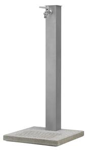 Fontana da Giardino con Rubinetto e Base in Cemento Dimensioni 40x40xh 89 cm con tubo rubinetto, flessibile e Gomito resistente al gelo Colore Alluminio