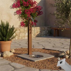 Fontana da Giardino con Rubinetto Forma Rettangolare Dimensioni 11x15xh 82 cm con tubo rubinetto, Colore Ruggine