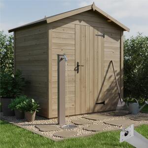 Fontana da Giardino con Rubinetto Forma Rettangolare Dimensioni 11x15xh 82 cm con tubo rubinetto, Colore Tortora