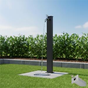 Fontana da Giardino con Rubinetto Forma Rettangolare Dimensioni 11x15xh 82 cm con tubo rubinetto, Colore Antracite