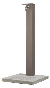 Fontana da Giardino con Rubinetto e Base in Cemento Dimensioni 40x40xh 89 cm con tubo rubinetto, flessibile e Gomito resistente al gelo Colore Tortora