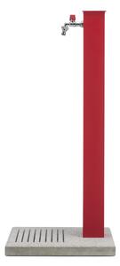 Fontana da Giardino con Rubinetto e Base in Cemento Dimensioni 40x40xh 89 cm con tubo rubinetto, flessibile e Gomito resistente al gelo Colore Rosso