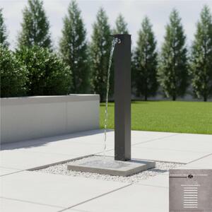 Fontana da Giardino con Rubinetto e Base in Cemento Dimensioni 40x40xh 89 cm con tubo rubinetto, flessibile e Gomito resistente al gelo Colore Antracite