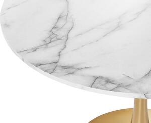 Tavolo da pranzo in marmo bianco con piano in MDF dorato base in metallo tavolo da cucina rotondo industriale da 90 cm Beliani