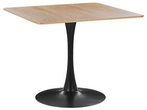 Tavolo da pranzo in legno chiaro con piano in MDF Nero Base in metallo 90 x 90 cm Tavolo da cucina industriale quadrato Beliani