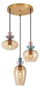 ITALUX PND-31882-3A-GD-AMB-Lampadario a sospensione con cavo FANDA 3xE27/40W/230V oro/beige fumoso