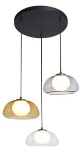 ITALUX PND-54637-3-BK-SG-Lampadario sospeso a corde AINALE 3xG9/7W/230V nero/trasparente/beige/grigio