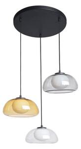 ITALUX PND-54637-3-BK-SG-Lampadario sospeso a corde AINALE 3xG9/7W/230V nero/trasparente/beige/grigio