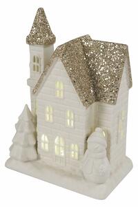 Casetta porta Candela Tealight 13x8x18 cm in Stoneware con Led