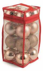 Set 16 Palle di Natale Ø8 cm in Plastica con Borsa Rame