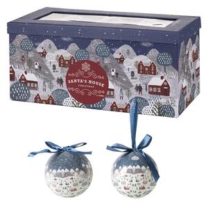 Set 14 Palle di Natale Ø7,5 cm in Polyfoam con Box Bianco e Blu