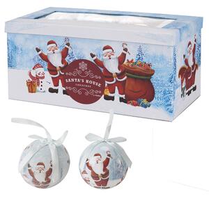 Set 14 Palle di Natale Ø7,5 cm in Polyfoam con Box Babbo Natale con Sacco Regali