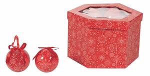 Set 14 Palle di Natale Ø7,5 cm in Polyfoam con Box Fiocco di Neve Rosso