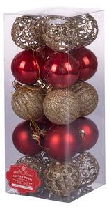 Set 20 Palle di Natale Ø6 cm in Plastica Rosso/Oro