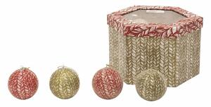 Set 14 Palle di Natale Ø7,5 cm in Polyfoam con Box Oro e Rosso