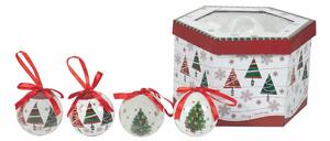 Set 14 Palle di Natale Ø7,5 cm in Polyfoam con Box Fiocchi e Alberi