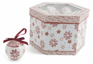 Set 14 Palle di Natale Ø8 cm in Polyfoam con Box Bianco e Rosso