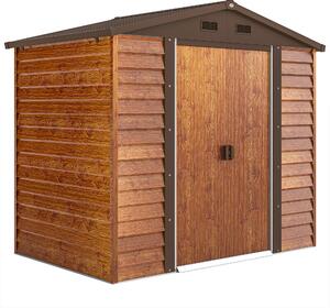Outsunny Casetta da Giardino Porta Attrezzi con Porte Scorrevoli e Pareti Effetto Legno, 2.3x1.5x2 m, Marrone | Aosom Italy
