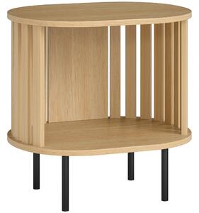 HOMCOM Tavolino da salotto ovale con vano aperto, gambe in acciaio, design a doghe 50x39x50cm Legno naturale | Aosom Italy