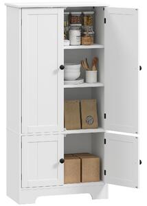 HOMCOM Mobile Credenza da Cucina a 4 Ante con 2 Armadietti e Ripiano Regolabile, 58.2x30x123 cm, Bianco | Aosom Italy