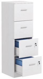 HOMCOM Armadio per Ufficio a 4 Cassetti con 2 Serrature e Barra Portadocumenti, in Legno, 40x42x130.8 cm, Bianco | Aosom Italy