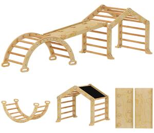 AIYAPLAY Struttura da arrampicata indoor 9-in-1, rampa, scivolo, scala, lavagna, per bambini piccoli, legno | Aosom Italy